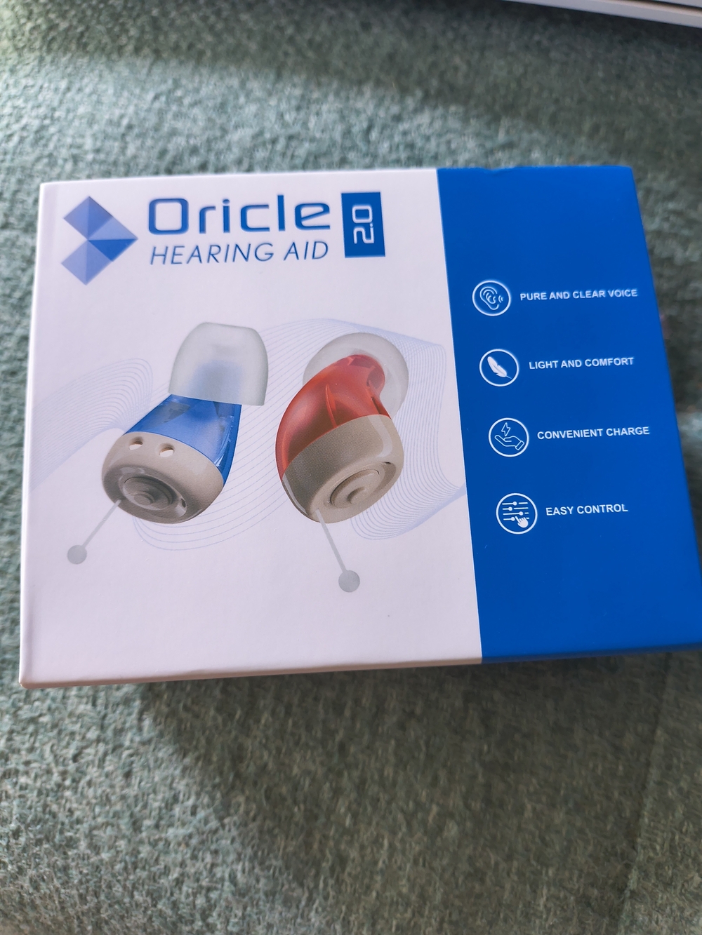 2.0 Rechargeable In-Ear Hearing Aids - Blue and Red
